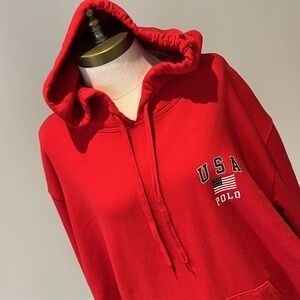 NEW! Polo by Ralph Lauren red USA American flag polo hoodie size XXL